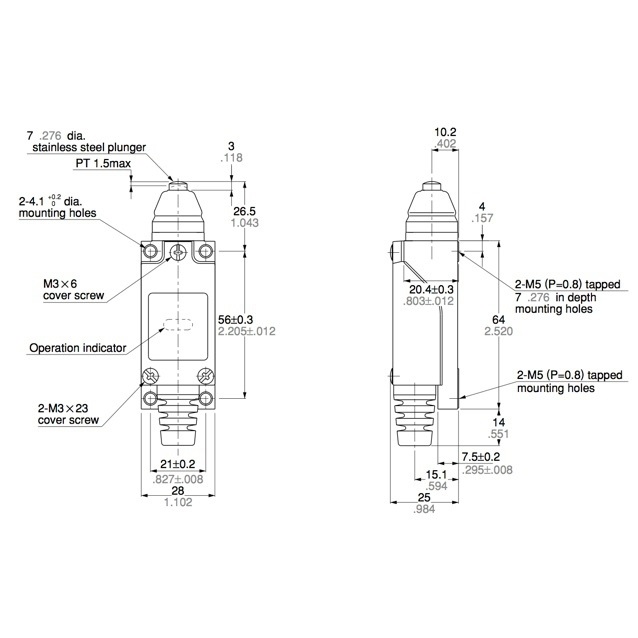 Габариты концевого мгновенного выключателя KZ 8111!