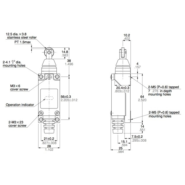 Габариты концевого мгновенного выключателя KZ 8112!