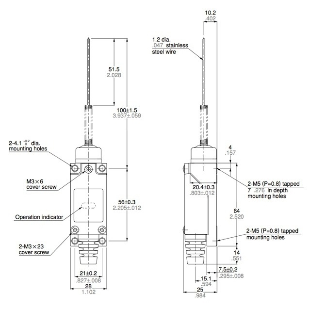 Габариты концевого мгновенного выключателя KZ 8169!